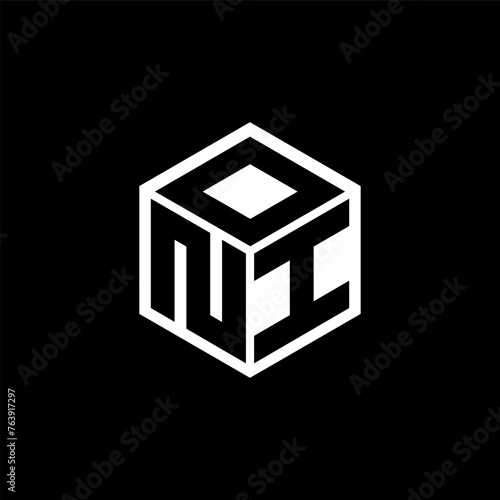NIO letter logo design with black background in illustrator, cube logo, vector logo, modern alphabet font overlap style. calligraphy designs for logo, Poster, Invitation, etc. photo