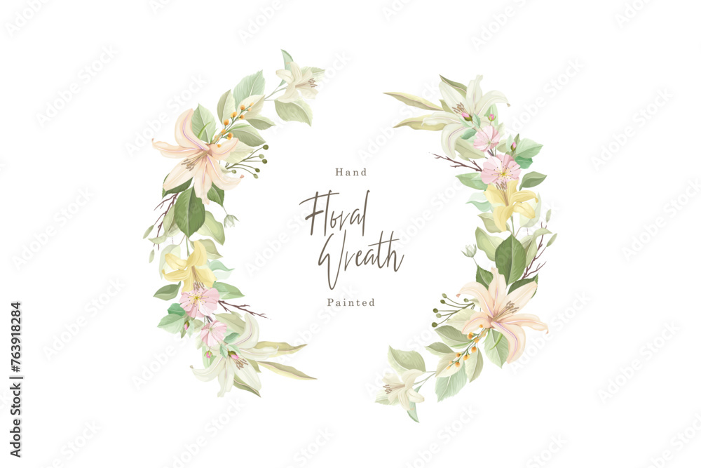 Obraz premium green and yellow floral wreath illustration