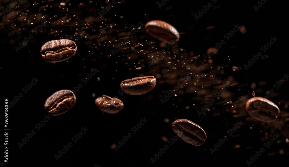 Coffee beans on a black background Coffee beans on a black background