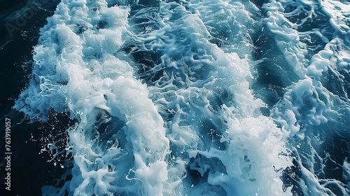foamy waves rolling up in ocean, calm down, Sound of the sea, yoga, copy and text space, 16:9