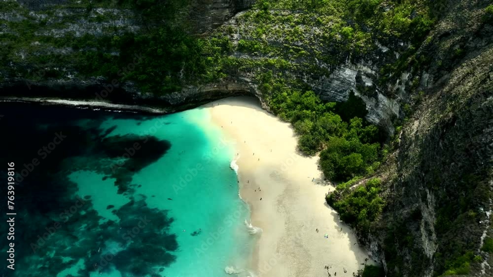Kelingking Beach, Nusa Penida, Bali main attraction drone shot 4k Kelingking Beach, Nusa Penida, Bali main attraction drone shot 4k