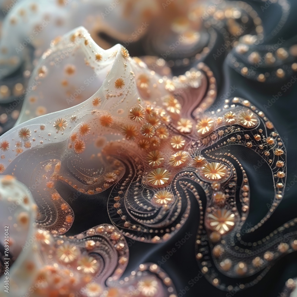 Obraz premium Micro shot of a gold and pink pastel gradient intricate. AI