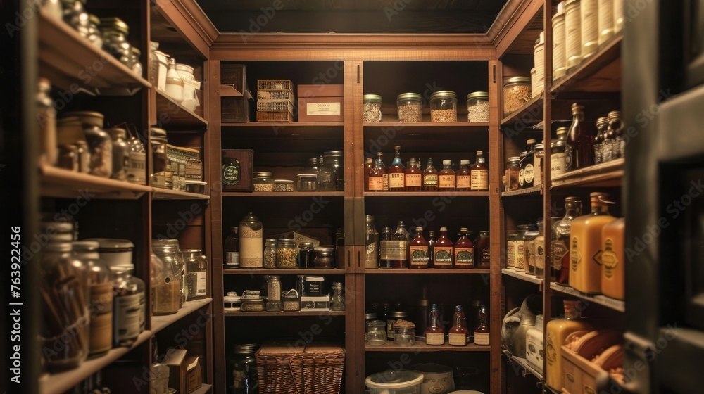 Pantry where we store canned food and kitchen utensils. Generative AI Pantry where we store canned food and kitchen utensils. Generative AI