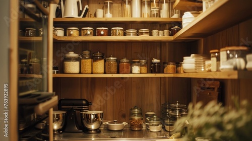 Pantry where we store canned food and kitchen utensils. Generative AI