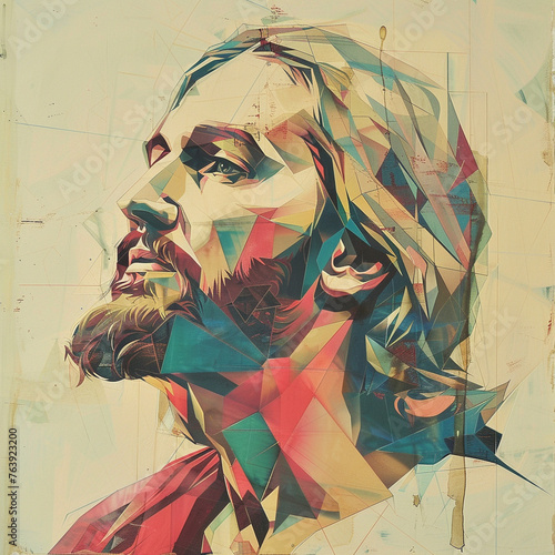 portrait serré et coloré de Jesus Christ - IA générative	