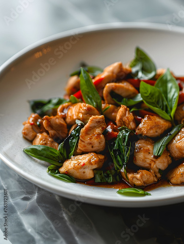 Pad Gaprao (Pad Kra Pao), Authentic Thai Spicy Chicken Basil Stir-Fry with Holy Basil 