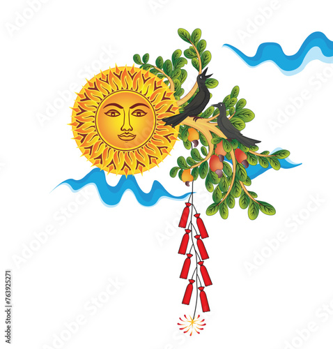 Traditional Sinhala New Year in Sri Lanka Vector illustration Art