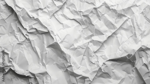 A sheet of white paper with crumpled edges. A photograph of white paper with crumpled edges and creases, showcasing the texture and details on sheet. Generated by artificial intelligence.