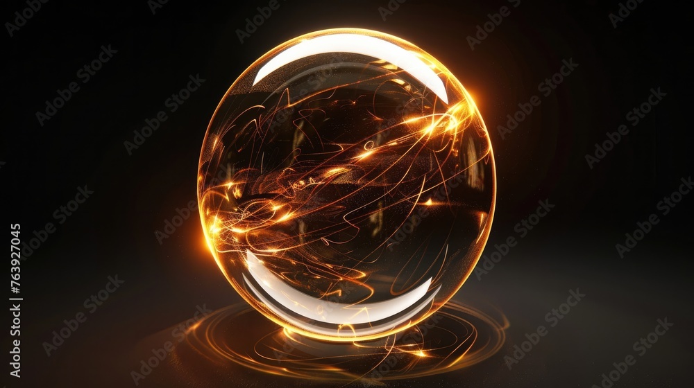 Shining orb, on isolated black background Generative AI Shining orb, on isolated black background Generative AI