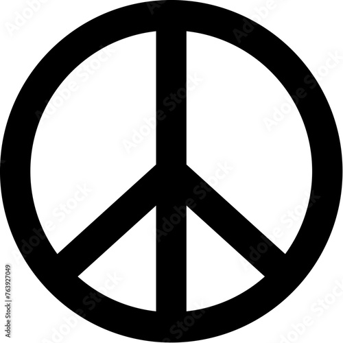Peace sign, religious symbol. Pacificist pictogram of traditional culture of worship and veneration. Simple black and white vector isolated on white background