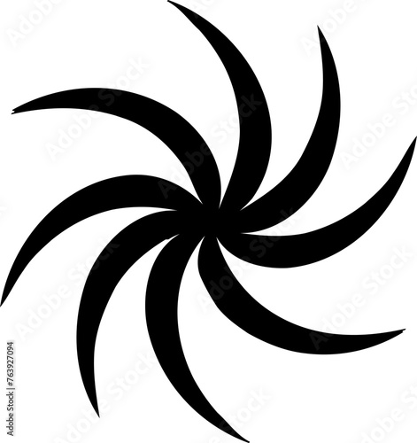 Air swirl mystical religious symbol. Spiritual vortex sign of traditional culture of worship and veneration. Simple black and white vector isolated on white background
