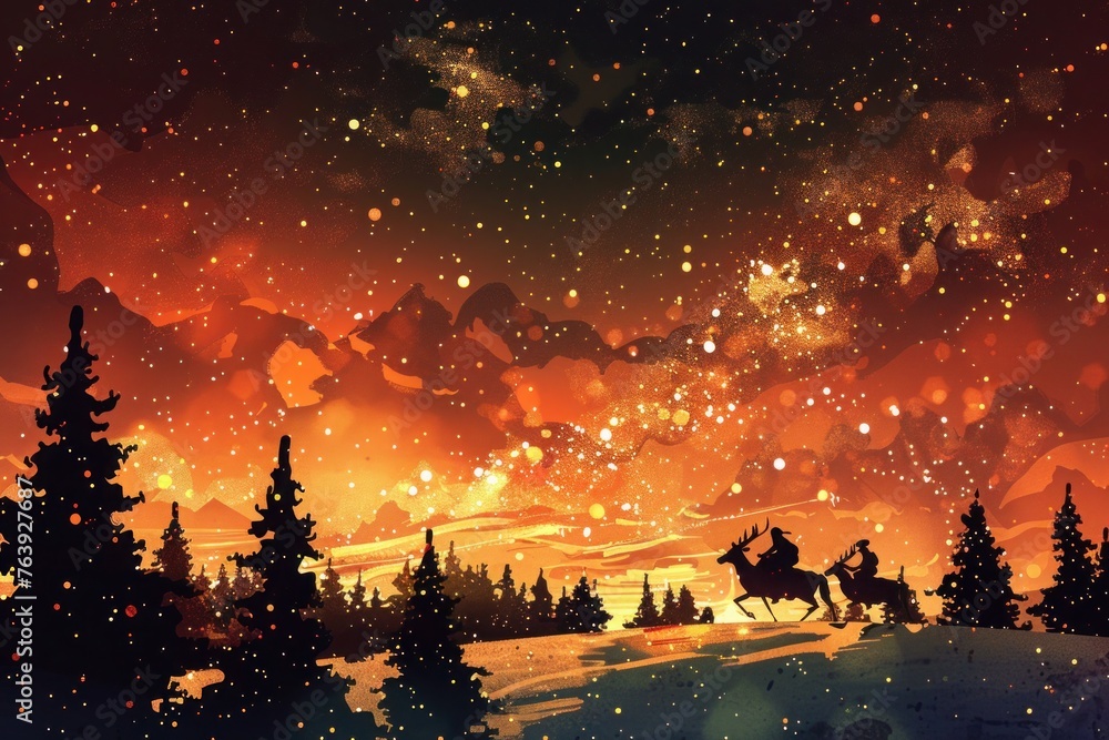 Fototapeta premium Merry Christmas background. Vector illustration with Christmas elements