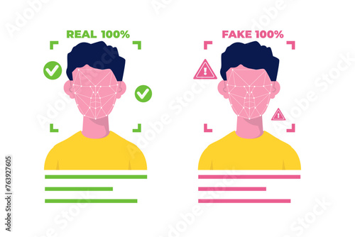 Deepfake, Deep face technology concept.  Vector illustration.