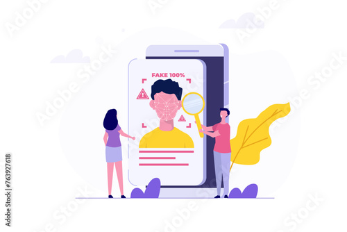 Deepfake, Deep face technology concept.  Vector illustration.