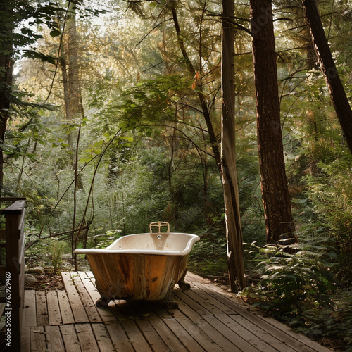 The bath tub in the forest 