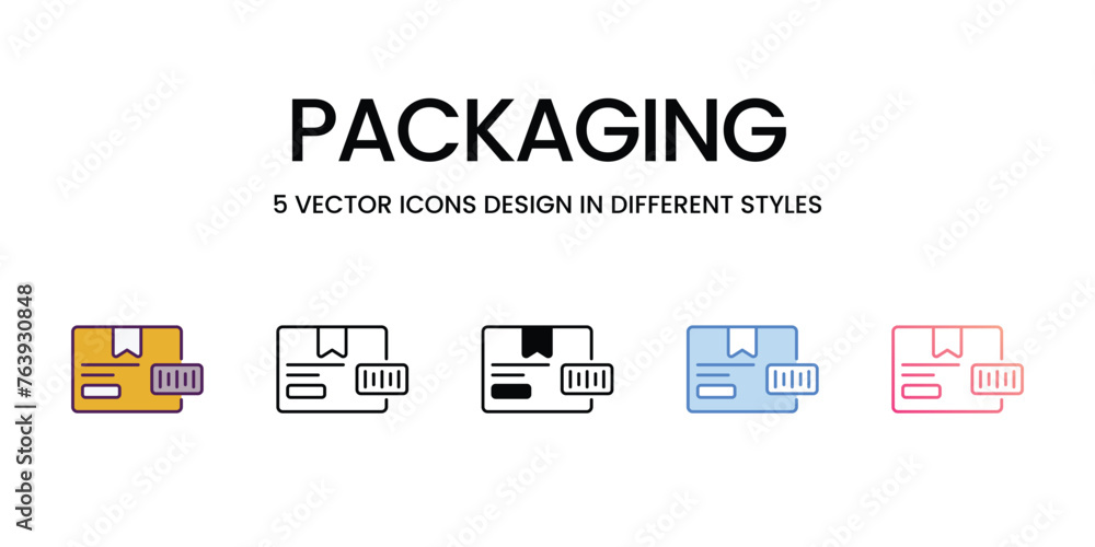 Packaging  icons set in different style vector stock illustration