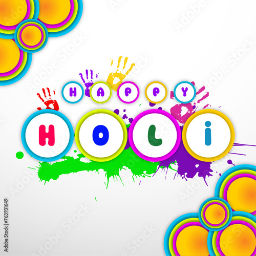 	Vector illustration of Happy Holi with color blast on background
