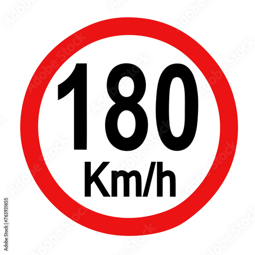 Speed limit sign 180 km h icon vector illustration
