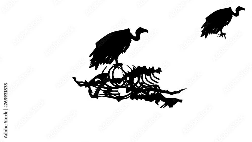 Fototapeta premium Vulture emblem, black isolated silhouette