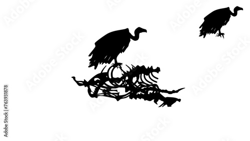 Vulture emblem, black isolated silhouette