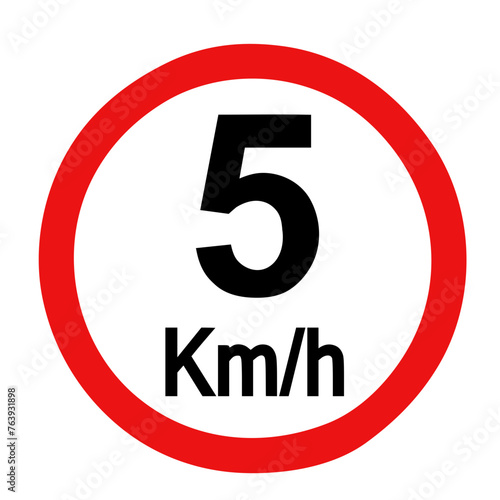 Speed limit sign 5 km h icon vector illustration