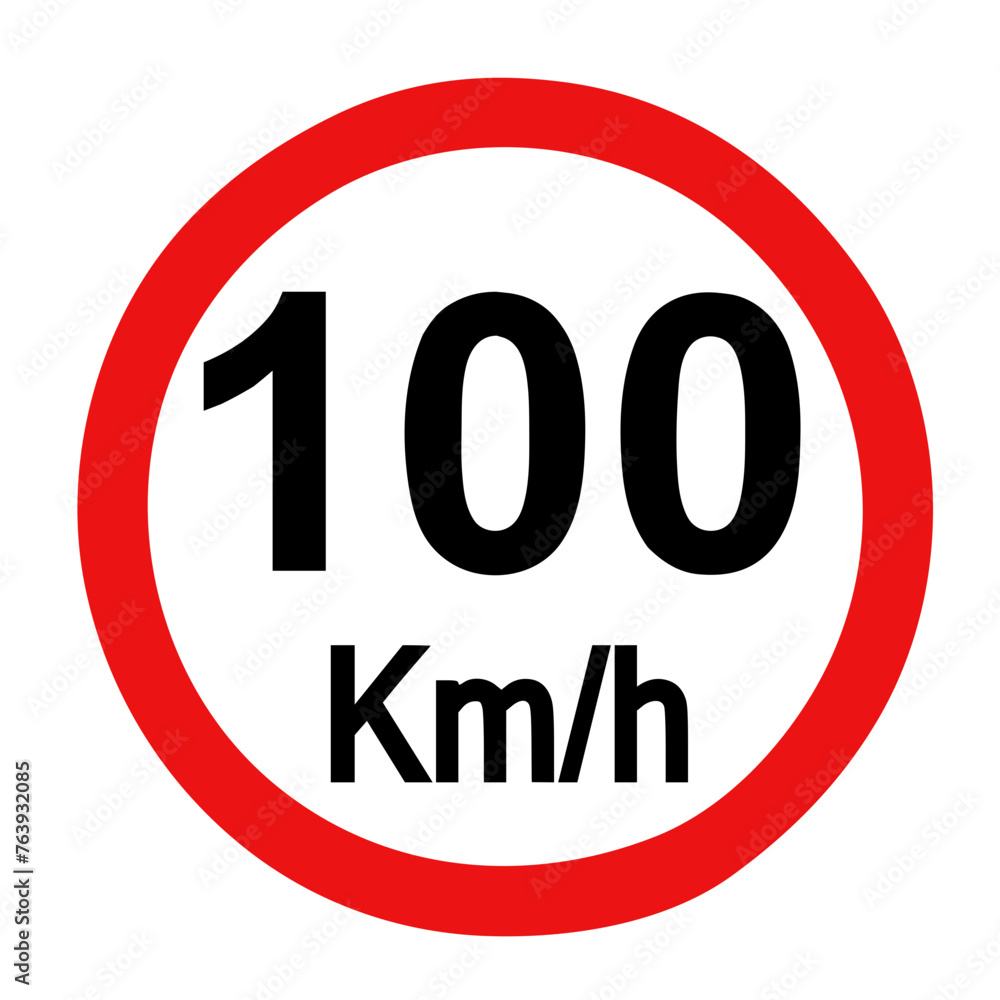 Speed limit sign 100 km h icon vector illustration Speed limit sign 100 km h icon vector illustration