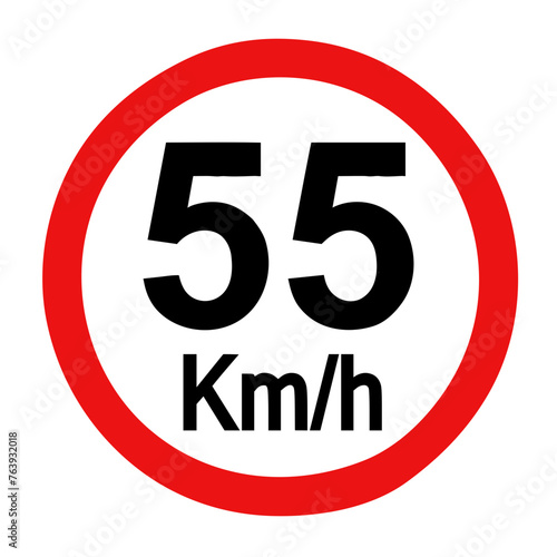 Speed limit sign 55 km h icon vector illustration