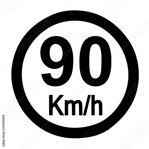 Speed limit sign 90 km h icon vector illustration