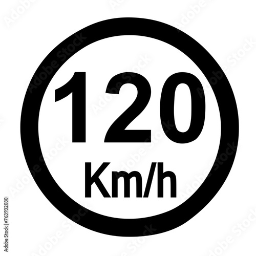 Speed limit sign 120 km h icon vector illustration