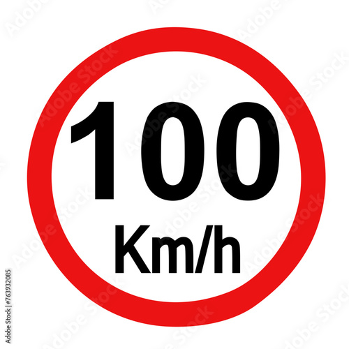Speed limit sign 100 km h icon vector illustration