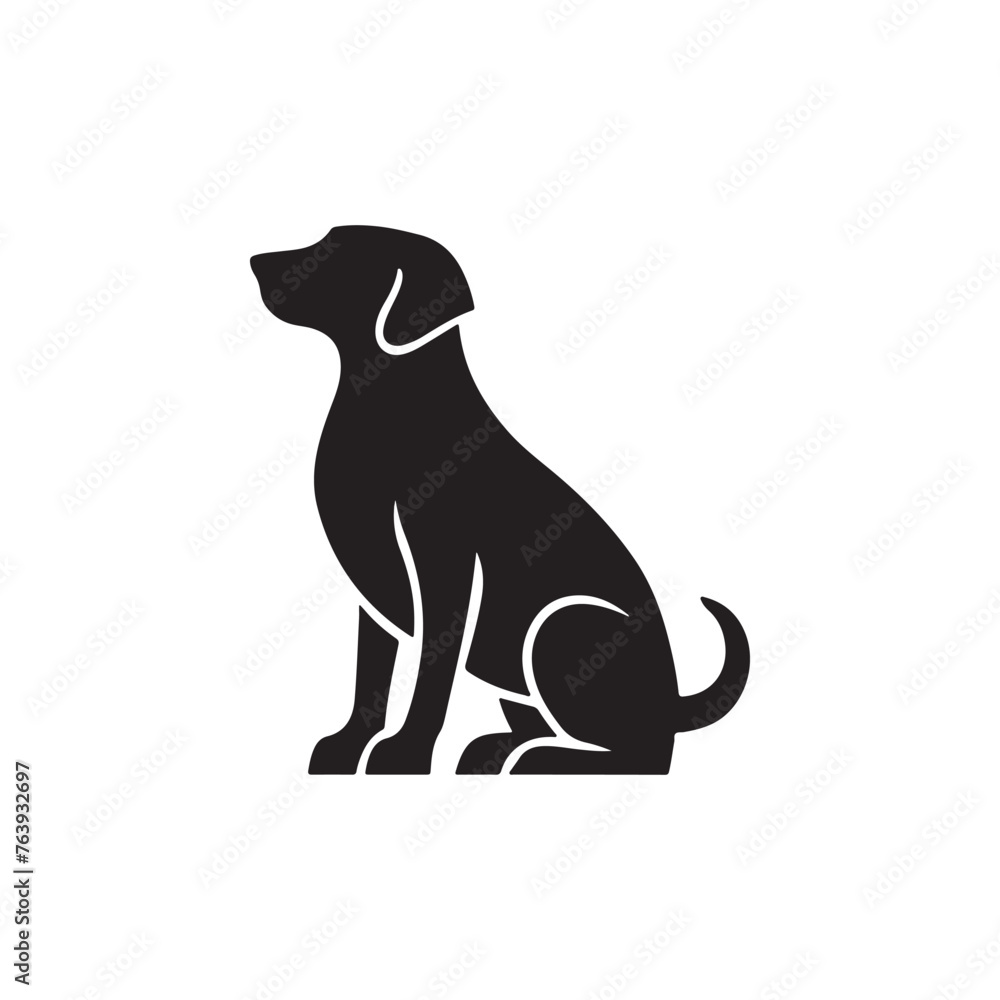 Sitting Dog Silhouette Vector Illustration White Background