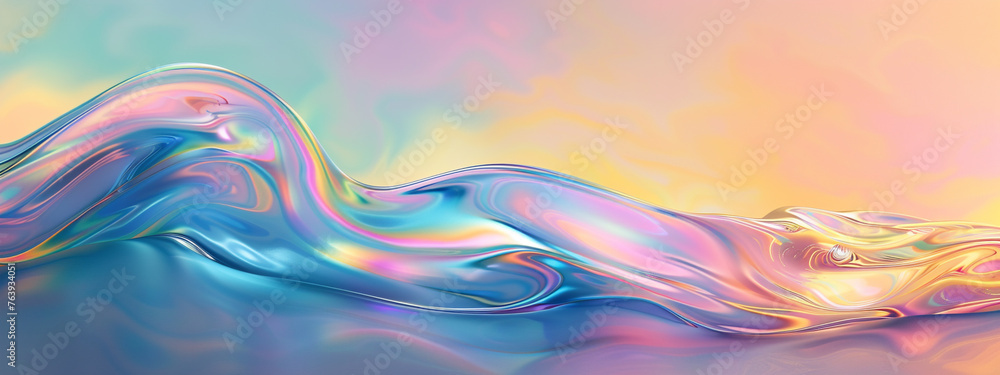 abstract iridescent wave shape background. - obrazy, fototapety, plakaty 