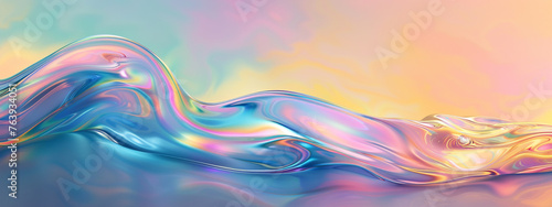 abstract iridescent wave shape background. photo