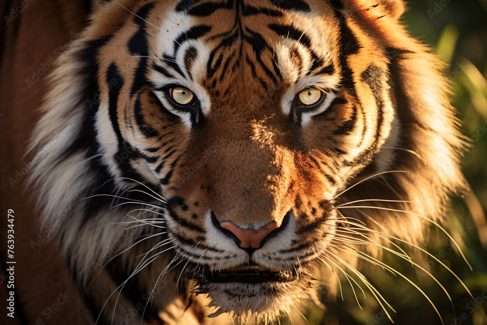 Hyper-real close-up of a tiger's face, refined with feathering brushstrokes for smooth transitions сreated with Generative Ai Hyper-real close-up of a tiger's face, refined with feathering brushstrokes for smooth transitions сreated with Generative Ai