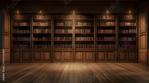 library shelves with books. Generative AI