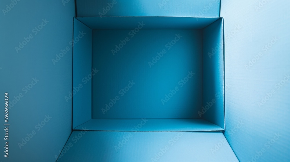Empty clean blue paper box from inside, monochromatic style, style, graphic resource. Empty clean blue paper box from inside, monochromatic style, style, graphic resource.