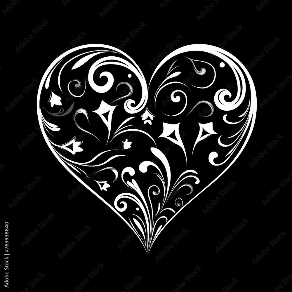 simple heart in black color сreated with Generative Ai simple heart in black color сreated with Generative Ai