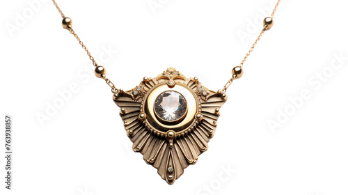 Elegant Signet Necklace on transparent background