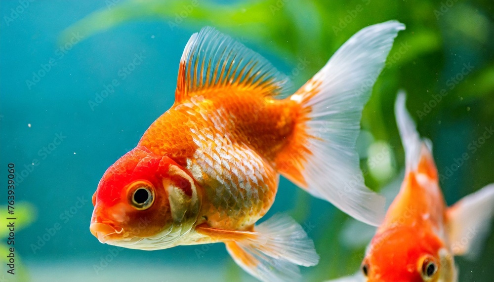 Aquatic Elegance: Two Sweet Goldfish Pets Gliding in a Freshwater Aquarium Oasis Aquatic Elegance: Two Sweet Goldfish Pets Gliding in a Freshwater Aquarium Oasis