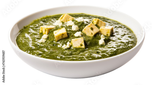 Flavorful Palak Paneer Dish on transparent background