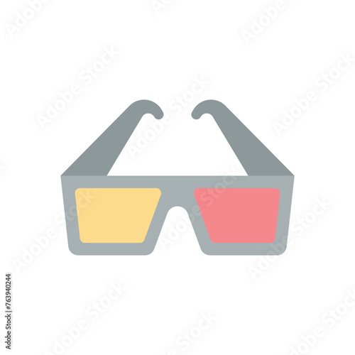 Flat Color 3d Glasses vector icon