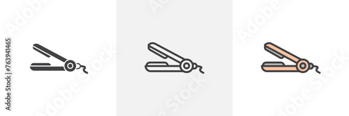Salon-Quality Hair Styling Tools. Professional Straightener and Hair Appliance Icons