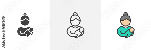 Postnatal Care and Motherhood Icons. Maternal and Newborn Health and Well-being Symbols