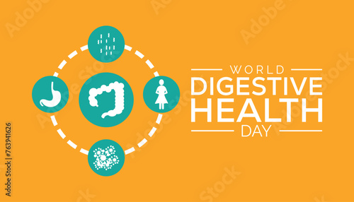 World Digestive Health Day observed every year in May 29. Template for background, banner, card, poster with text inscription.
