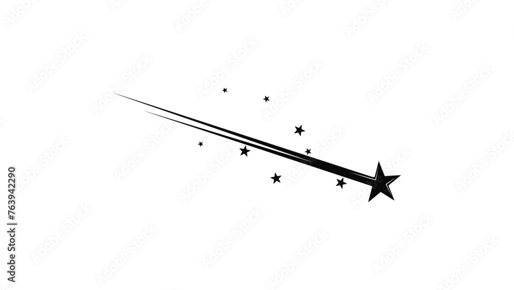 Comet and stars, black isolated silhouette Comet and stars, black isolated silhouette