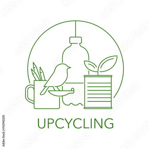 Upcycling logo - feeder, pencil cup, flower pot