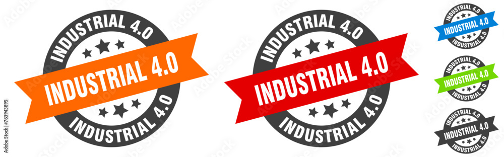 industrial 4.0 stamp. industrial 4.0 round ribbon sticker. tag