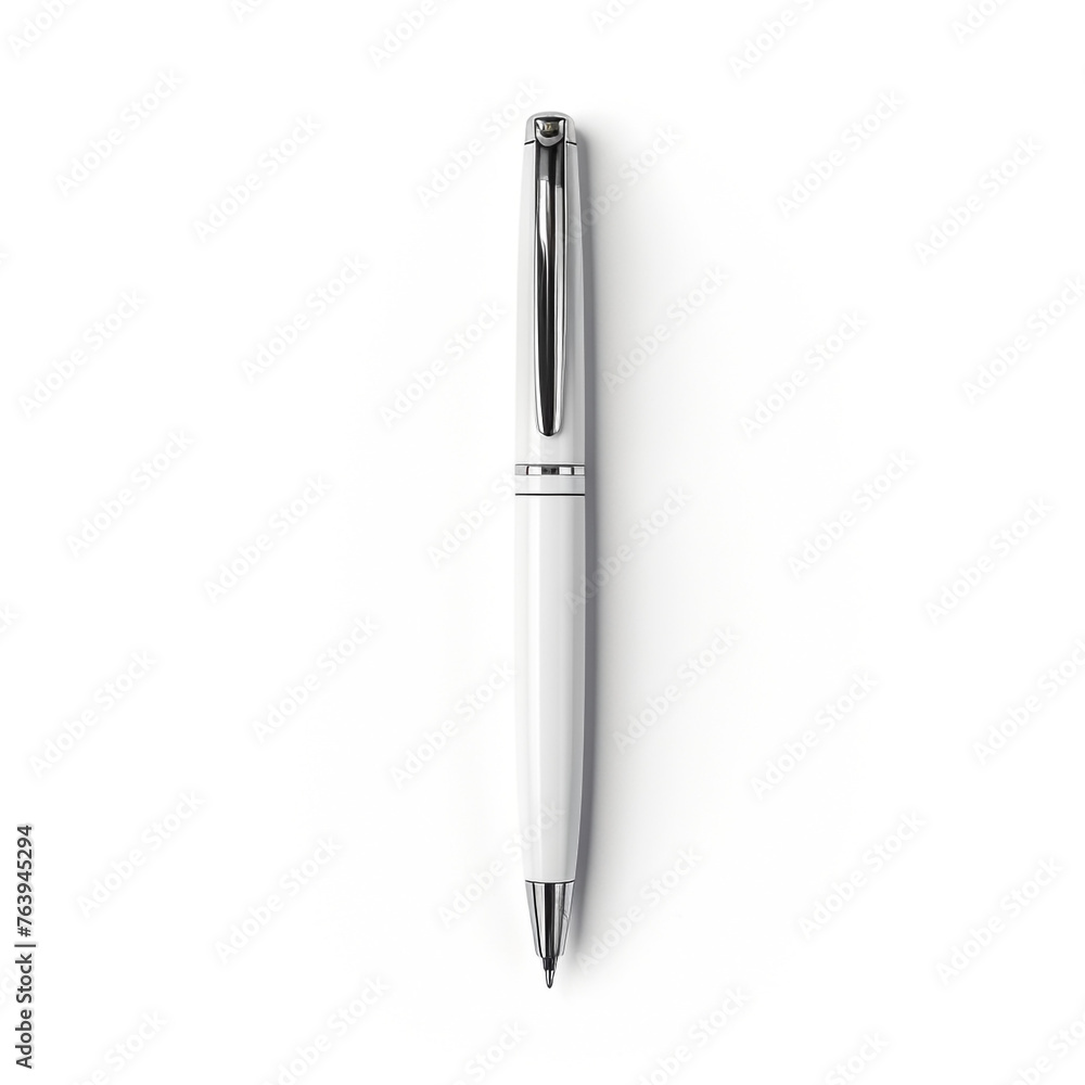 minimal design chrome pen on white back ground ar сreated with Generative Ai minimal design chrome pen on white back ground ar сreated with Generative Ai