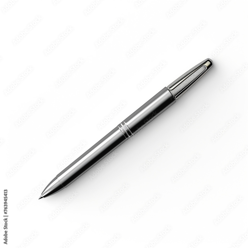 minimal design chrome pen on white back ground ar сreated with Generative Ai minimal design chrome pen on white back ground ar сreated with Generative Ai