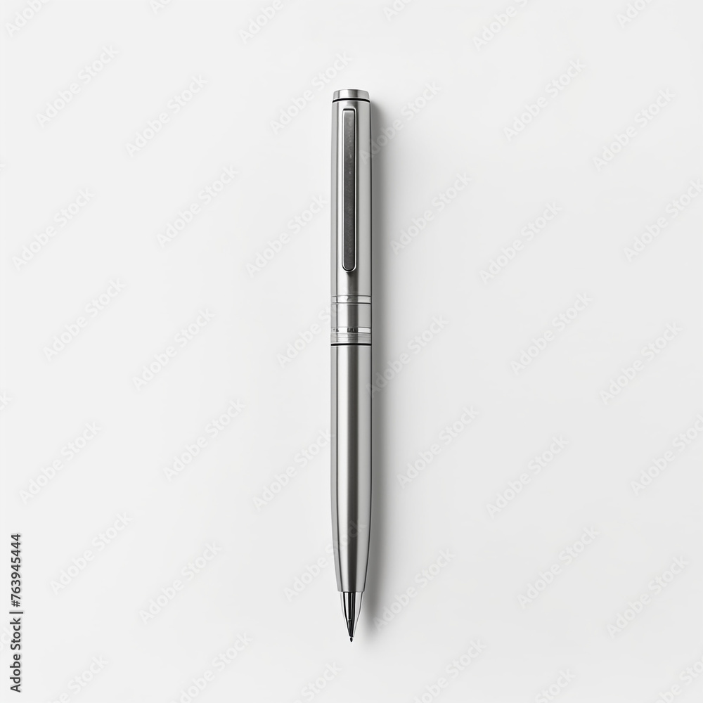 minimal design chrome pen on white back ground ar сreated with Generative Ai minimal design chrome pen on white back ground ar сreated with Generative Ai